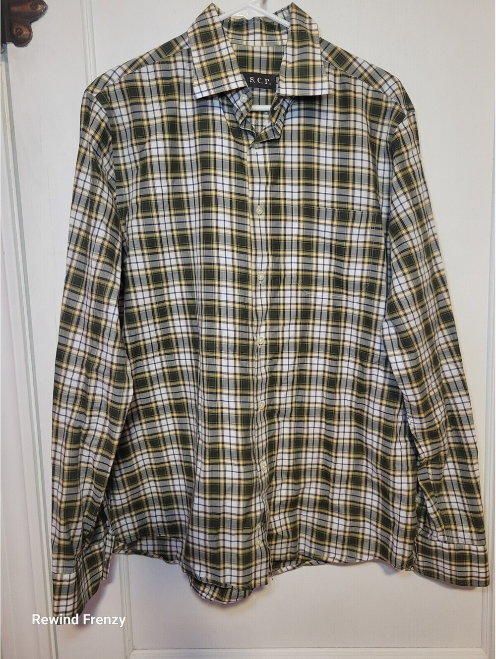 Men’s Classic Fit Plaid Shirt XL S.C.P. Long Sleeve Button Front